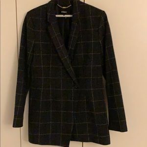 DKNY blue and black checked topcoat